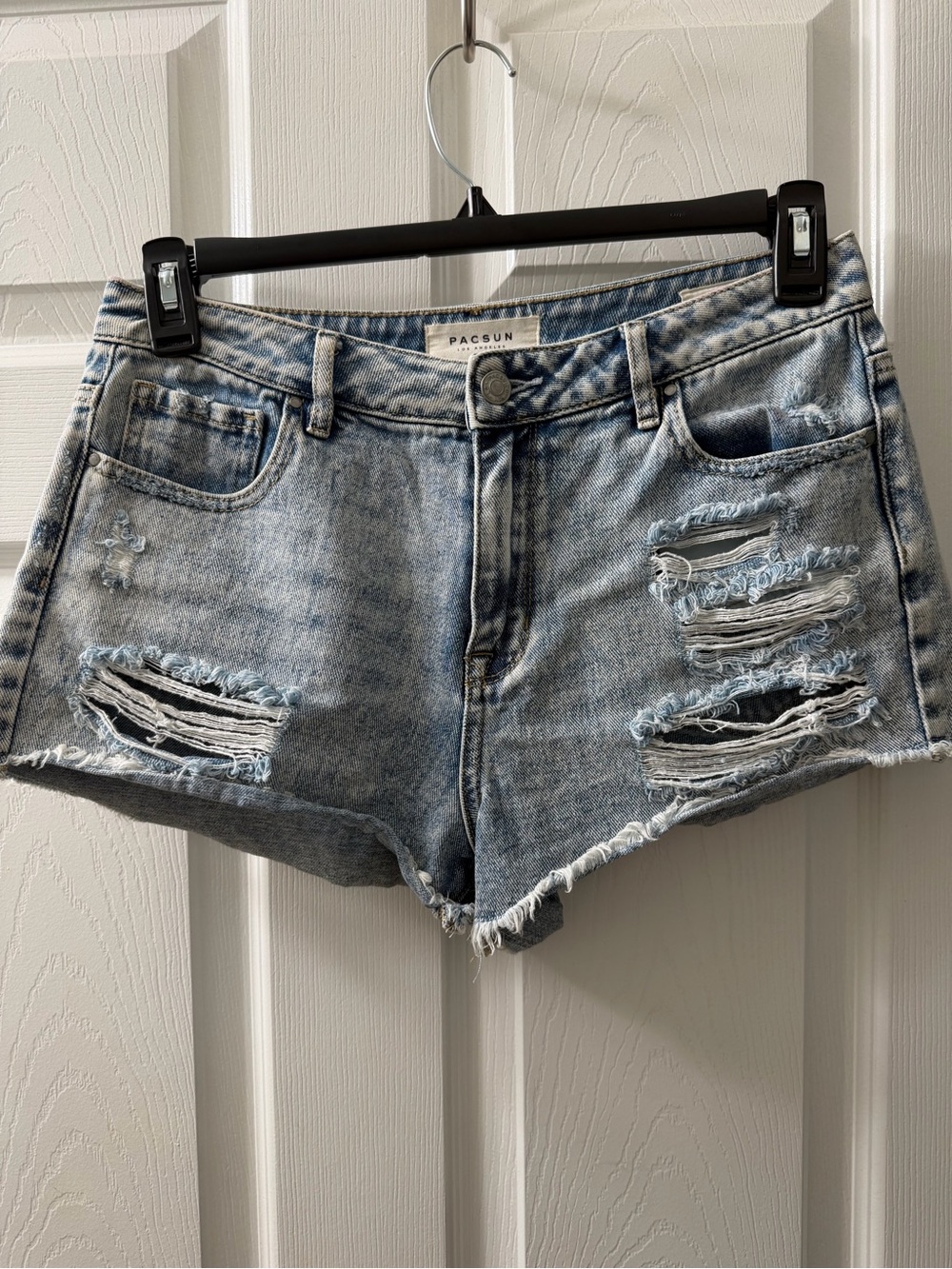PacSun Light Blue Distressed High-Rise Jean Shorts